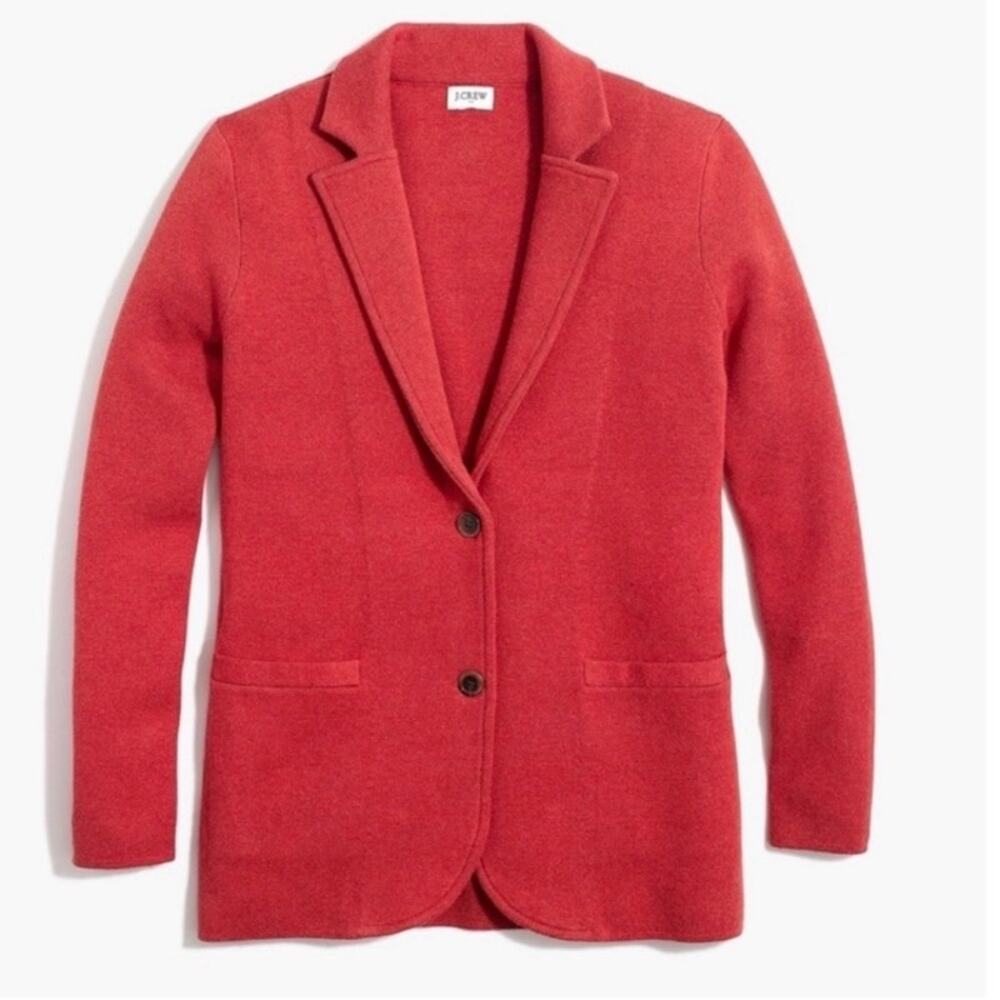 J. Crew Factory Sweater Blazer Jacket Heather Brick Red Orange Cotton Knit